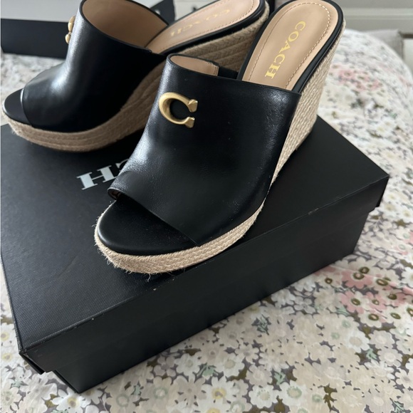 Coach black leather wedges . - Picture 1 of 6